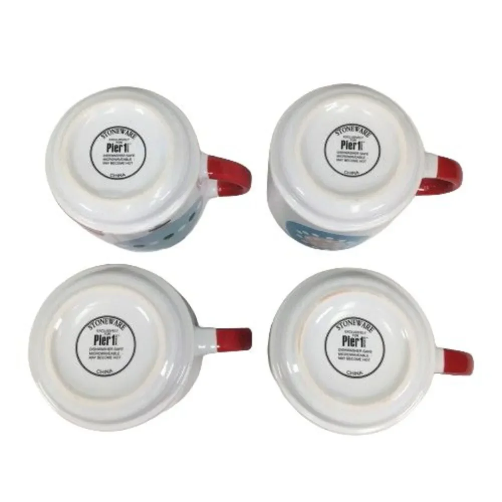 Pier 1 One Stacking Stackable Mugs Cups Set of 4 Christmas Ornaments Rack Stand